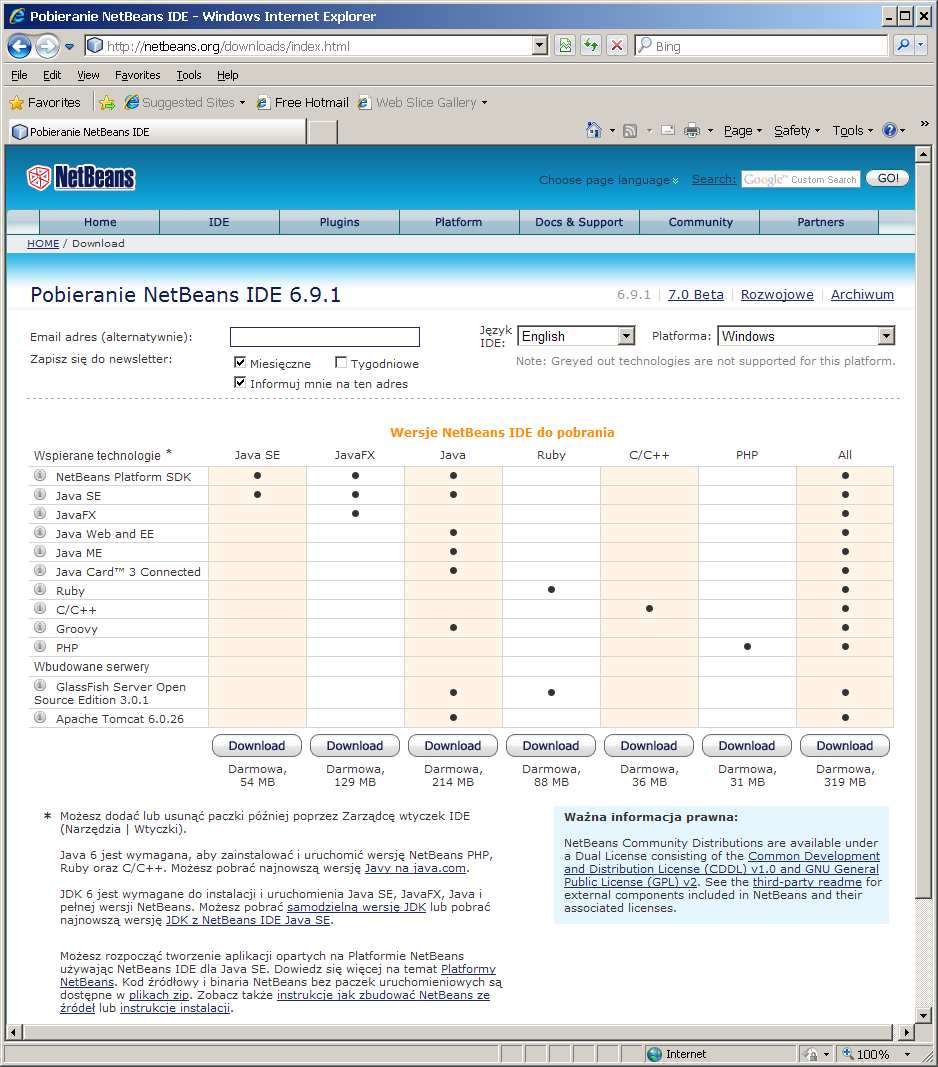 INSTALOWANIE NETBEANS IDE 6.9.1 JAVA SE (54