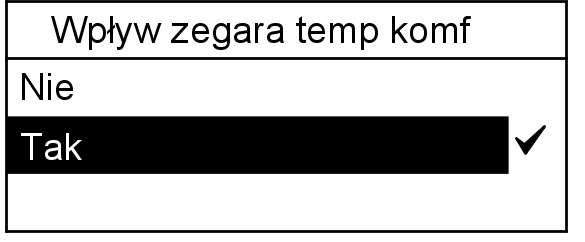 Aktywacja funkcji zegara w mieszkaniu dla poszczególnych pomieszczeń W celu aktywacji funkcji zegara w mieszkaniu tylko dla pojedynczych pomieszczeń, należy aktywować poziom serwisu (patrz strona 51).