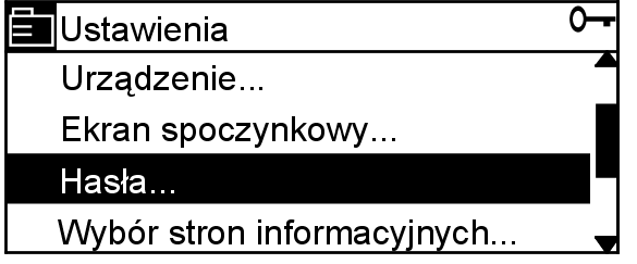 ½ w celu potwierdzenia. Po wywołaniu menu, które nastawiane jest na tym poziomie, w prawym górnym rogu wyświetlacza pojawia się symbol y.