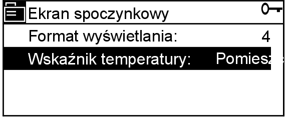 Dalsze nastawy Zmiana wskaźnika temperatury (ciąg dalszy) Nacisnąć następujące przyciski: 1. ½ w celu wybrania Menu główne. 6. Á/Â w celu wybrania Wskaźnik temperatury. 2.