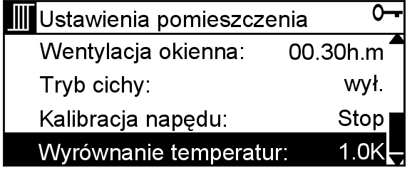 Dalsze nastawy Wyrównanie temperatur (ciąg dalszy) Nacisnąć następujące przyciski: 1. ½ w celu wybrania Menu główne. 6. ½ w celu potwierdzenia. 7. Á/Â w celu wybrania Wyrównanie temperatur. 2.