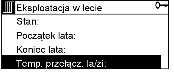 Dalsze nastawy Włączanie trybu letniego (ciąg dalszy) Nastawianie letniej/zimowej temperatury przełączania Można ustalić, przy jakiej temperaturze zewnętrznej nastąpi przełączenie na tryb letni.