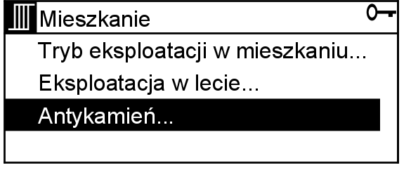 Dalsze nastawy Funkcja antykamieniowa (ciąg dalszy) Nacisnąć następujące przyciski: 1. ½ w celu wybrania Menu główne. 2. ½ dla punktu menu Ogrzewanie. 6.