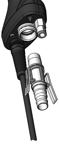 2-8 Konfiguracja systemu Pod³¹czanie przewodów proszkowych do pistoletu proszkowego Zobacz rysunek 2-10.