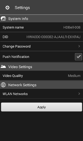 Tutaj można zmienić hasło Change Password. Można włączyć i wyłączyć informacje push Push Notification, które ukazują się na ekranie blokady smartfona/tabletu.