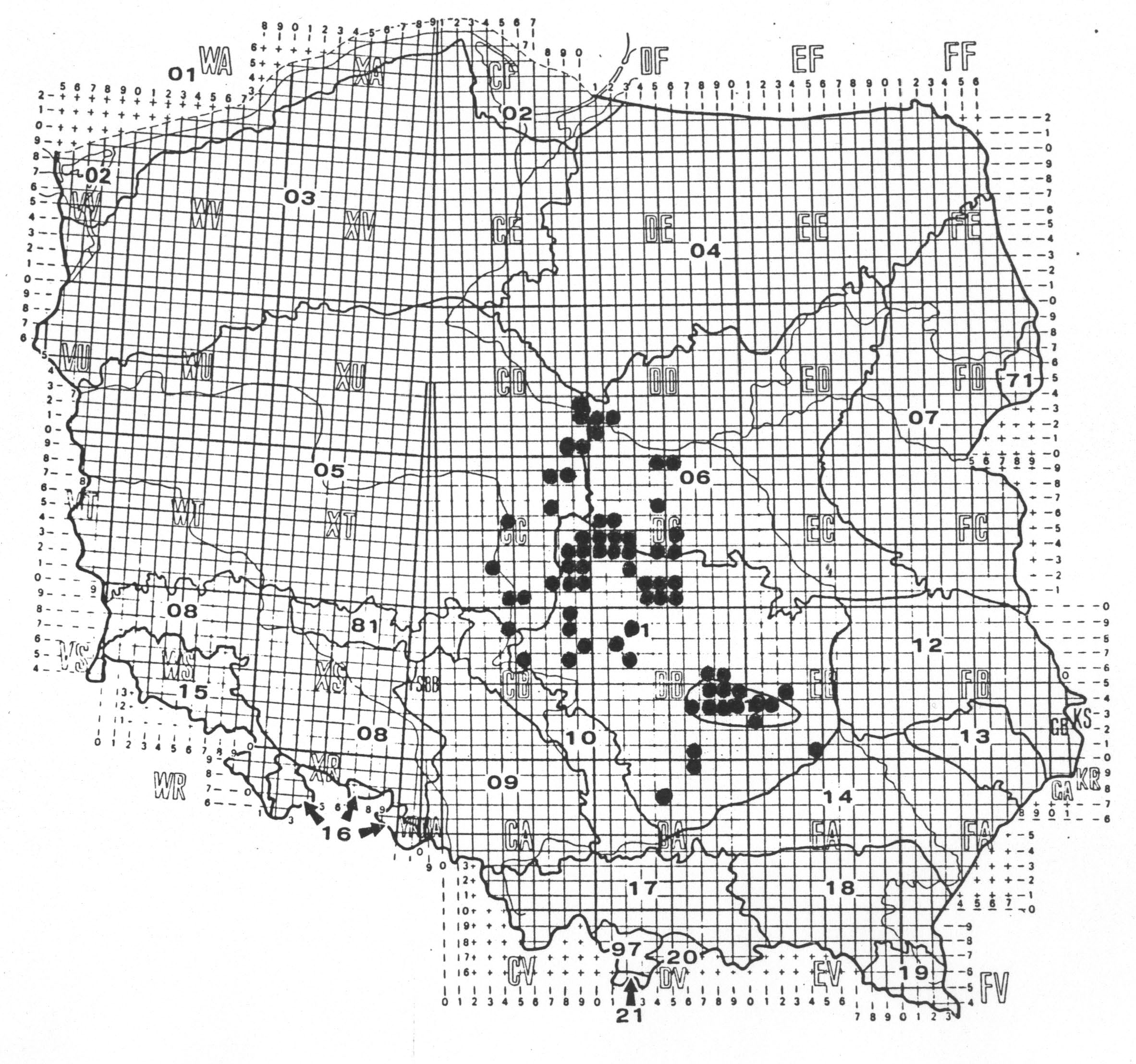 Apiformes of central Poland 3 Fig. 1. Distribution of research sites. LIST OF LOCALITIES Mazovian Lowland (1 17) 1. Babsk reserve (DC 54), typical oak-hornbeam forest with linden, 1988, leg. E.