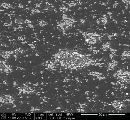 Wypolerowana, jednorodna powierzchnia spieków B 4 C z dodatkiem TiB 2, wytworzonych Fig. 20. Polished, homogeneous surface of hot-pressed B 4 C bodies containing TiB 2 additive. Rys.
