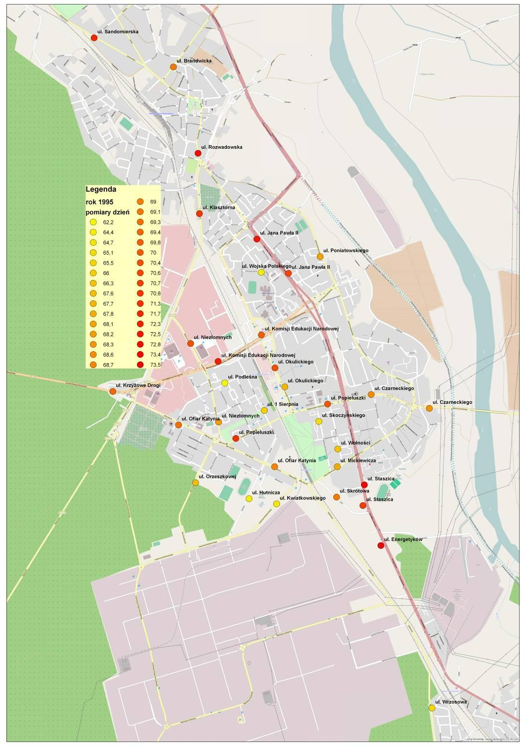 Pomiary hałasu 1995 Analiza pomiarów hałasu komunikacyjnego, przeprowadzonych w 1995 r.