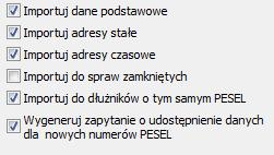 czy wygenerować nowe zapytanie pl.id (wniosek Udostępnianie) do spraw, w których zaimportowano numer PESEL.