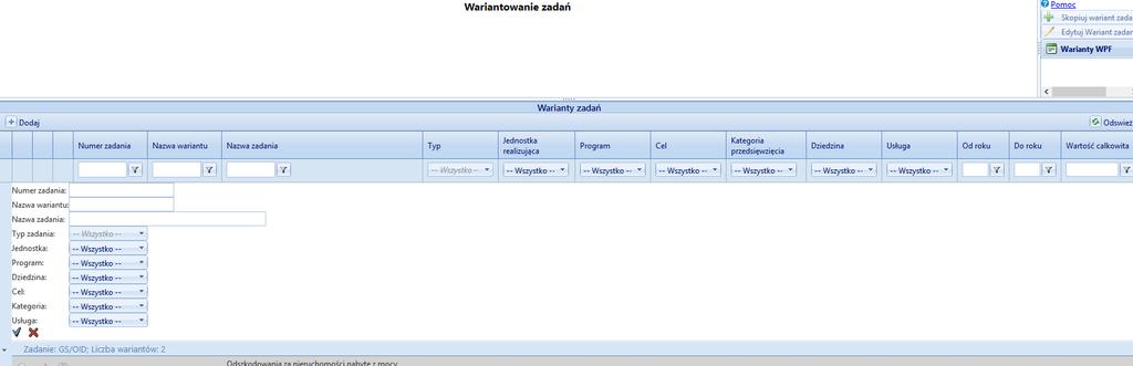 Rysunek 23 Scenariusze WPF dodawanie nowego zadania Po zapisaniu zadanie to uzupełnia listę zadań, które zostały dołączone wcześniej. 3.9.