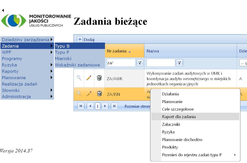 Usługa publiczna: Należy wybrać odpowiednią do zadania usługę ze słownika.