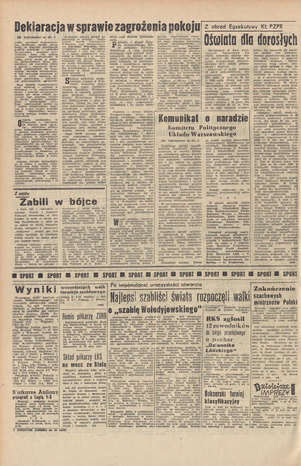 Deklaracja w sprawie zagrożenia pokoju (B) DokońCZJenie ze sbr 1 c;iwko narodowi wietnamskiemu Uezestnky na~ady stwier dzają, że witµlyeh przestępstw przeciw poko;to'l!