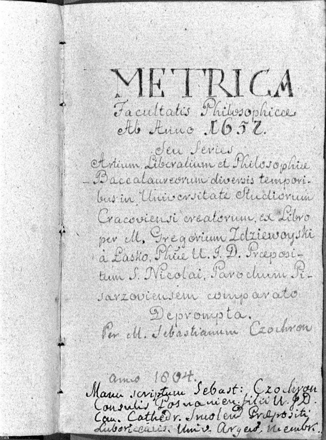 128 Fot. 12. Karta tytułowa rękopisu ks.