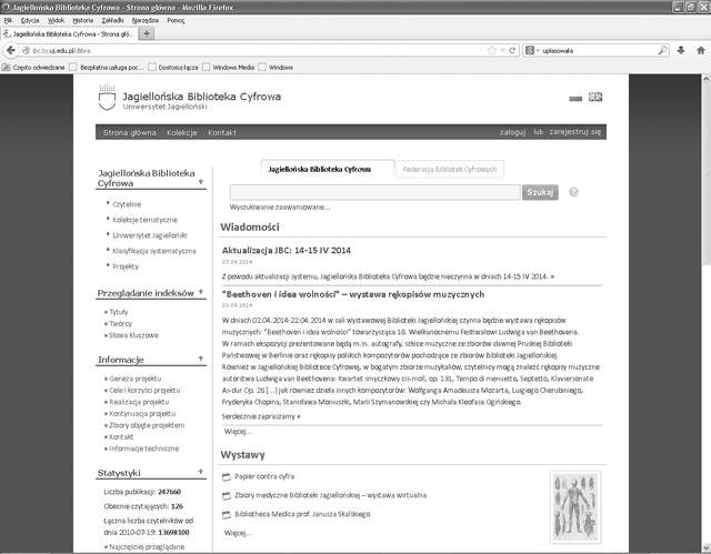 170 tura JBC umożliwia przeglądanie zasobów według różnych aspektów, zwiększa możliwość dotarcia do informacji, której użytkownik nie potrafił precyzyjnie zdefiniować, ułatwia orientację w zasobach,