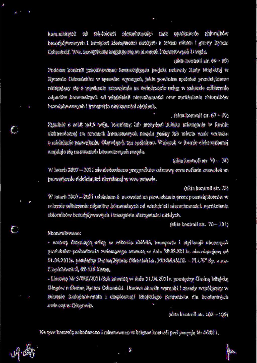 komunalnych od wiascicieli nieruchomosci oraz opr6/nianic zbiornik6w bezodplywowych i transport nieczystosci cieklych z terenu miasta i gmin> Bytom Odrzanski. Ww.