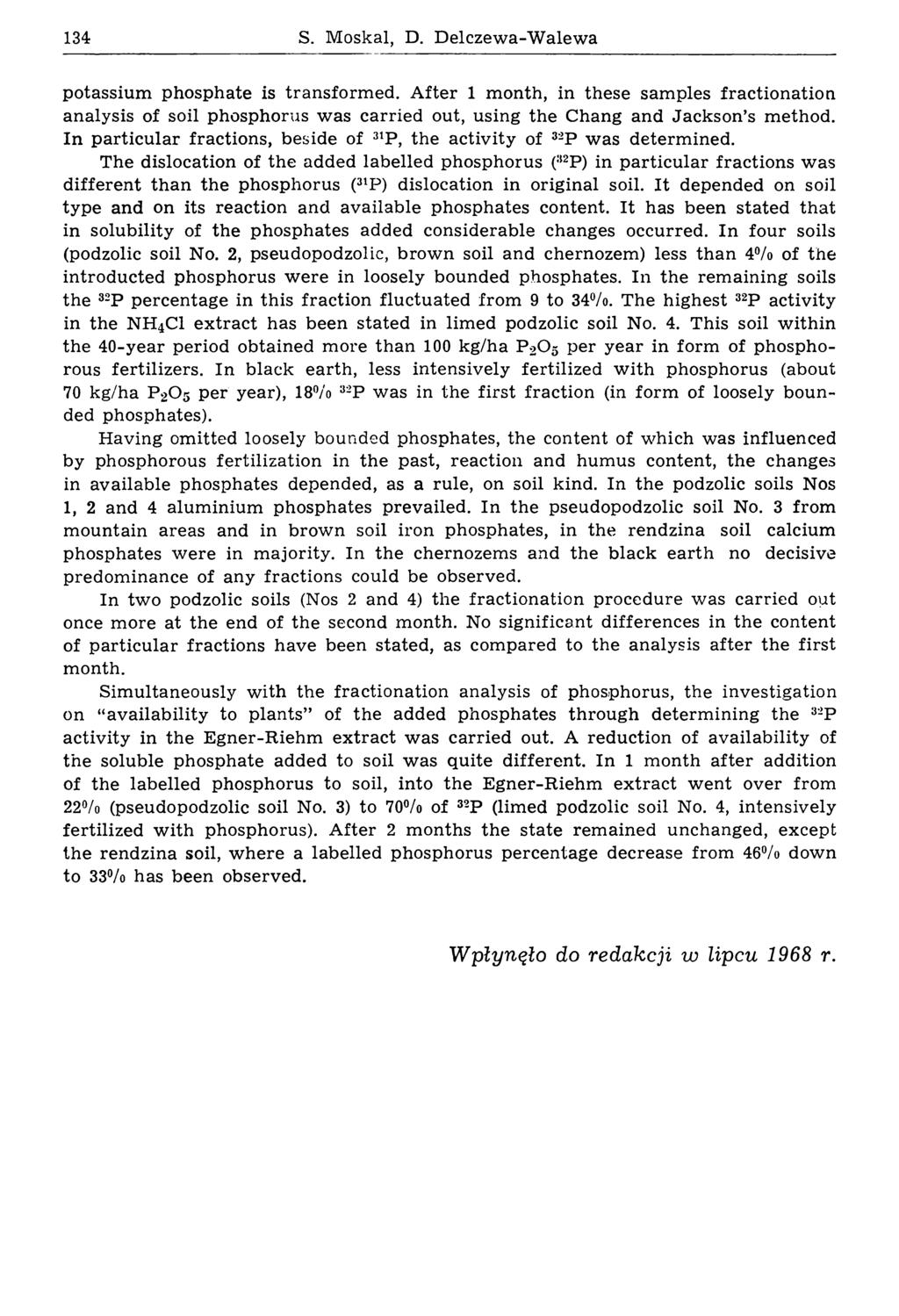 134 S. M oskal, D. D elczew a-w alew a potassium phosphate is transform ed.