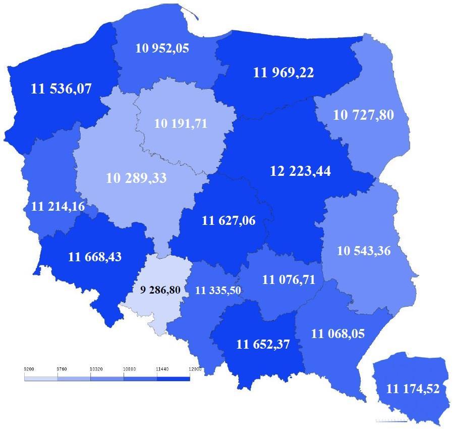 Rysunek 8. Efektywność kosztowa podstawowych form aktywizacji w poszczególnych województwach Polski w 2014 r. Źródło: Skuteczna Aktywizacja badanie, op. cit.