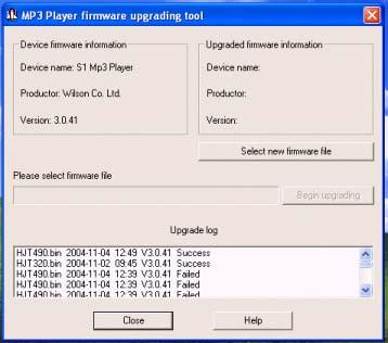 7. Uruchom w komputerze narzędzie służące do aktualizacji oprogramowania MP3 Player
