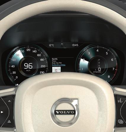 01 Trzy wyświetlacze samochodu Wyświetlacz kierowcy Wyświetlacz kierowcy pokazuje informacje o samochodzie i jeździe. Zawiera mierniki, wskaźniki oraz symbole kontrolne i ostrzegawcze.