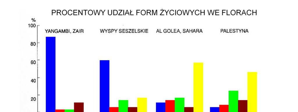 Nawet ten jednostronny schemat Raunkiaera odzwierciedla rozkład przestrzenny
