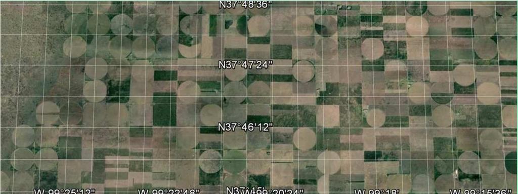 Obraz z Google earth stan Kansas (widać ślady po