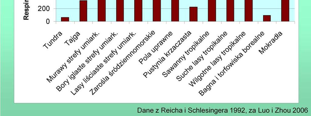 Maksymalne wartości (roczne sumy) osiąga w wilgotnych lasach tropikalnych (średnio