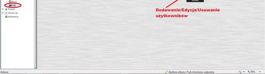 obrazu 6 Uzyskiwanie podglądu i strumieni video z kamery Kamera współpracująca z rejestratorem lub oprogramowaniem NVR powinna być do niego dodana na koncie administratora, aby umożliwić mu swobodne
