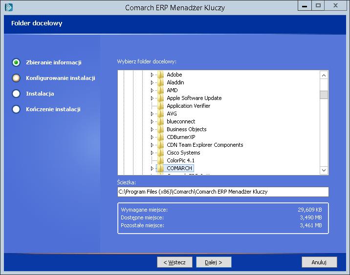 Kolejnym parametrem podawanym w instalatorze Menadżera Kluczy, jest instancja SQL.