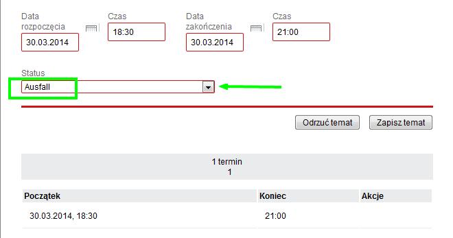 termin wybierając piktogram Edytuj termin i oznacz go