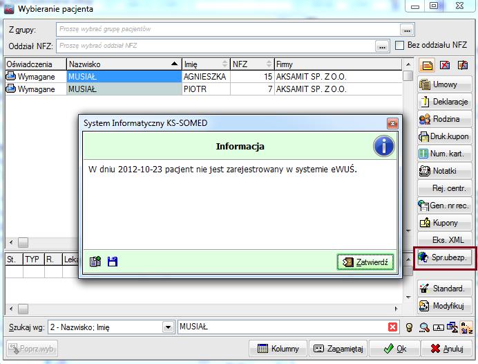 Brak informacji o uprawnieniu przy