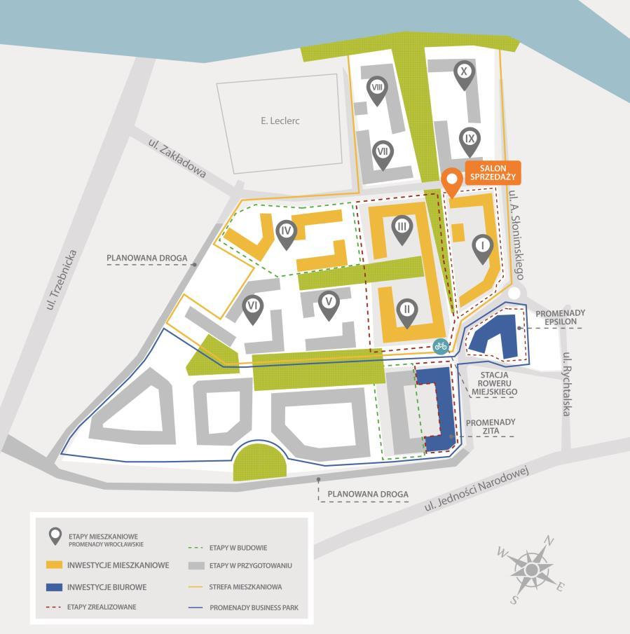 Kluczowy projekt wrocławski: Promenady Wrocławskie Powierzchnia gruntu: zabudowane 3.62 ha (675 mieszkao i 12,822 m2 PUU) w trakcie realizacji 3.