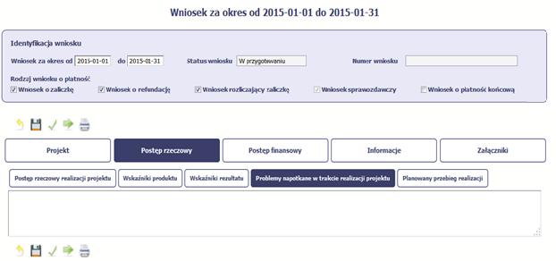 PROBLEMY NAPOTKANE W TRAKCIE REALIZACJI PROJEKTU W tej części wniosku krótko opisz ewentualne problemy napotkane w trakcie realizacji projektu w okresie objętym danym wnioskiem o płatność.
