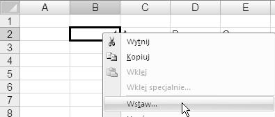 Rozmiary i liczba komórek Wstawianie komórek należy rozpocząć od wybrania obszaru odniesienia.