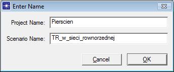 3. Wprowadź nazwę projektu oraz nazwę pierwszego scenariusza, np.