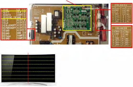TV LED Samsung rocznik 2014 seria H8000 CNM803 piny 3 8 Z p³yty T-CON (dla p³yty Micro Dimming) P³yta Micro Dimming (sterowanie podœwietleniem) CNL802A podœwietlenie LED lewej strony ekranu CNL802B