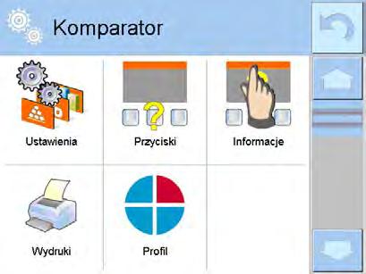 Jest to tzw. klawisz szybkiego dostępu do najczęściej wykonywanych operacji. Uwaga: Użytkownik może mieć dostęp do przeglądania instrukcji obsługi zapisanej w pamięci komparatora masy.