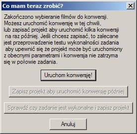 Jeżeli podczas konwersji Video pojawi się okno z komunikatem błędu jak pokazano to