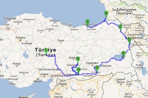 Trasa: Trabzon Batumi - Kars Dogubeyazit Van