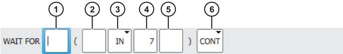 Ustawić kursor w wierszu, po którym ma być wstawiona instrukcja logiczna. 2. Wybrać Polecenia > Ukł. logiczny > WAITFOR. 3. Ustawić parametry w formularzu. (>>> 8.6.