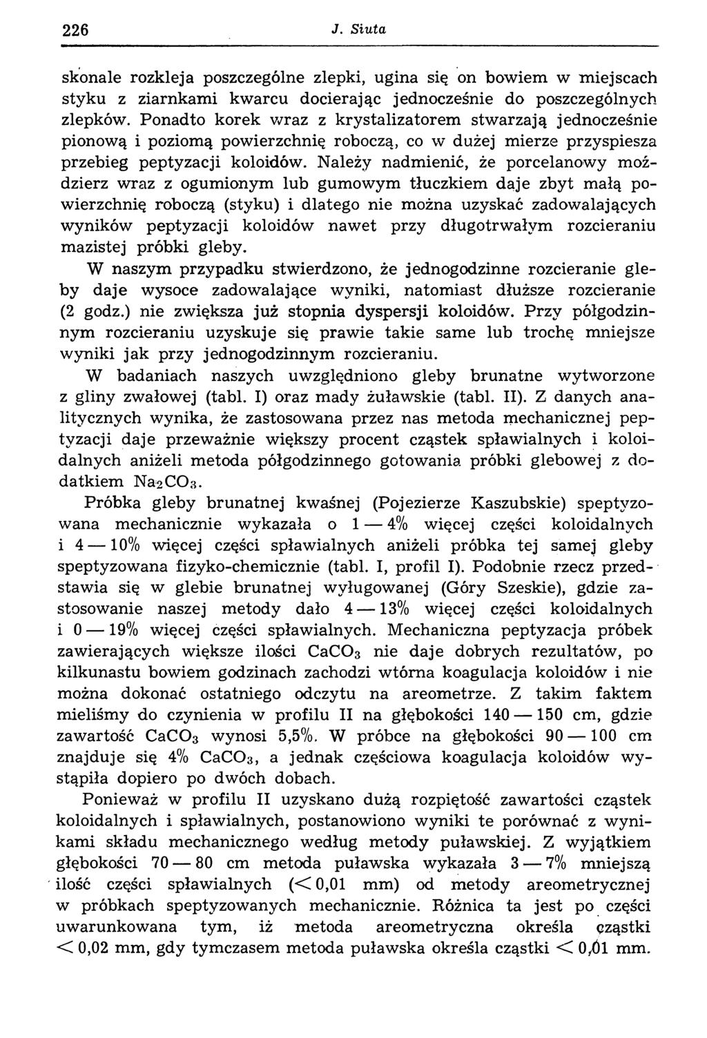 226 J. Siuta skonale rozkleja poszczególne zlepki, ugina się on bowiem w miejscach styku z ziarnkami kwarcu docierając jednocześnie do poszczególnych zlepków.