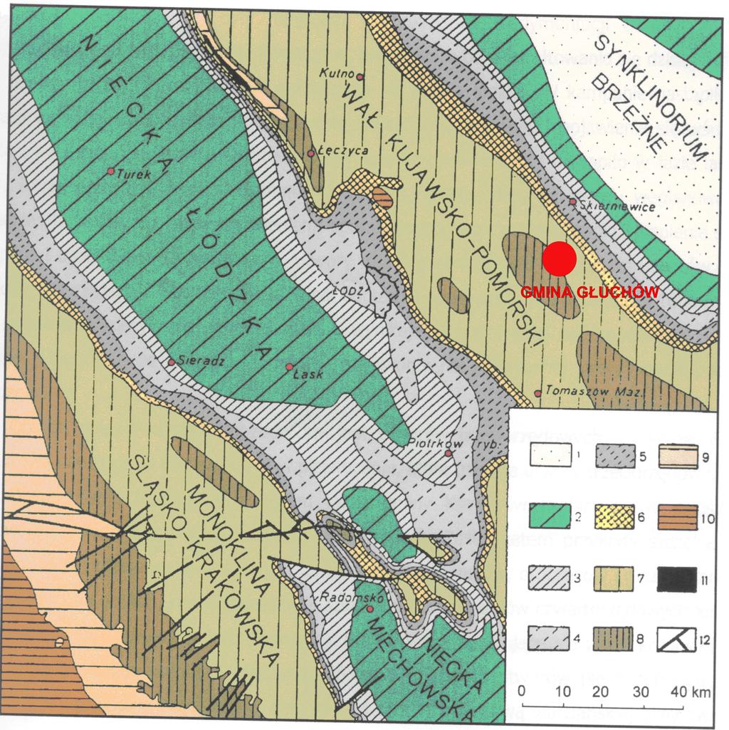 ZMIANA STUDIUM UWARUNKOWAŃ I KIERUNKÓW ZAGOSPODAROWANIA Mapa geologiczna Polski Środkowej bez utworów kenozoiku wg W.