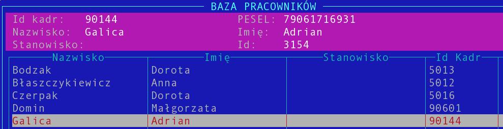 Dodawanie nowego rekordu: W tym celu należy wcisnąć przycisk Insert, wybrać z listy odpowiedni kwartał, wpisać rok oraz odpowiednie wartości zakładanych godzin pracy na pierwszy, drugi i trzeci