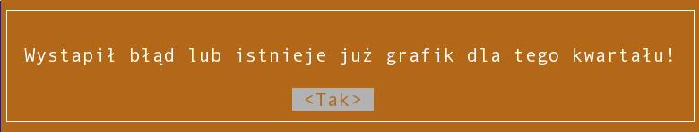 1) Generowanie grafiku Grafik dla wybranego pracownika generujemy wybierając przycisk 'G' lub 'g'.