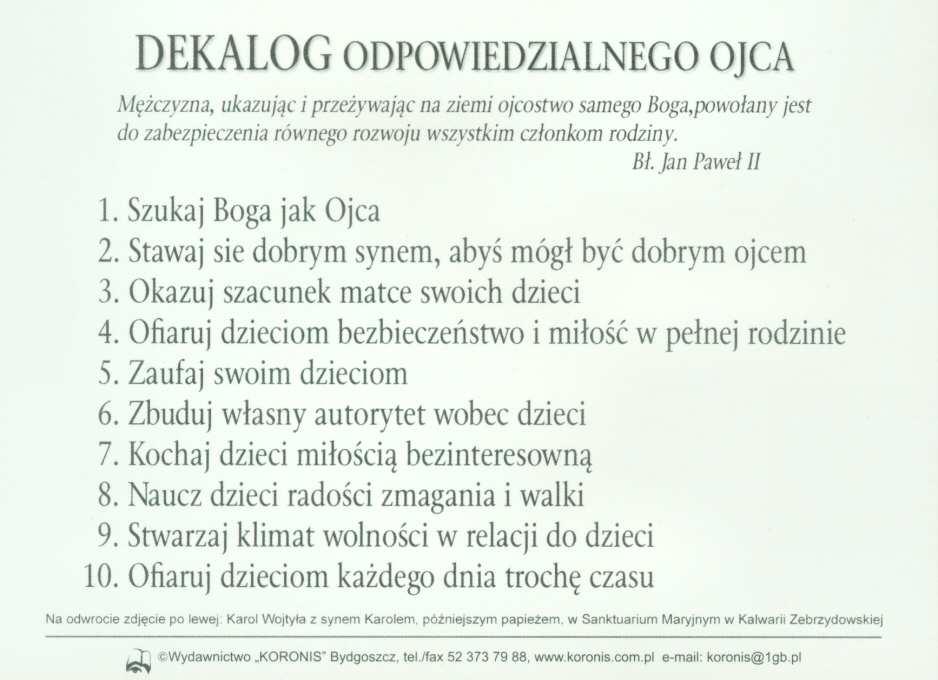 Na rewersie: Wydawnictwo KORONIS Bydgoszcz. tel.
