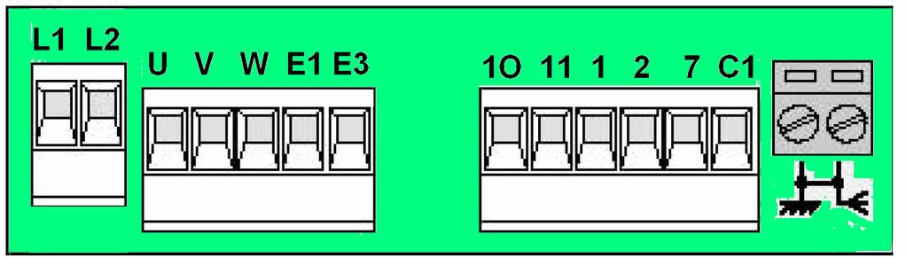 PODŁĄCZENIA ELEKTRYCZNE L1 L2 Zasilanie 230V A.C. U V W Jednofazowy silnik 220-230V W E1 Wyjście 230V A.