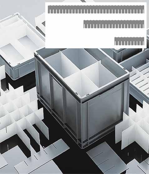400 x 300 mm 358 x 258 x 2 mm 80-992-1 600 x 400 mm 558 x 358 x 2 mm Wskazówka: W odpowiednio wyższych ch można ustawiać przegrody pojemnikowe jedna na drugiej.
