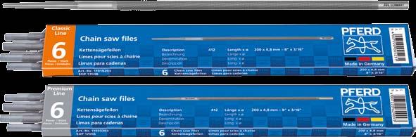 Nowości w programie PFERD katalog 201 Pilniki do ostrzenia pił łańcuchowych Pilniki do ostrzenia pił łańcuchowych, okrągłe Okragłe pilniki do ręcznego ostrzenia łańcuchów pił,