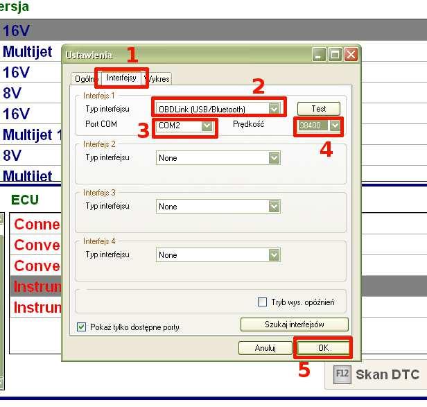 6. Konfiguracja Programu do fiata MultiECUscan (FiatEcuScan) Aby interfejs działał poprawnie z programem do fiata MultiEcuScan należy go odpowiednio skonfigurować, w tym celu: - Uruchom program -