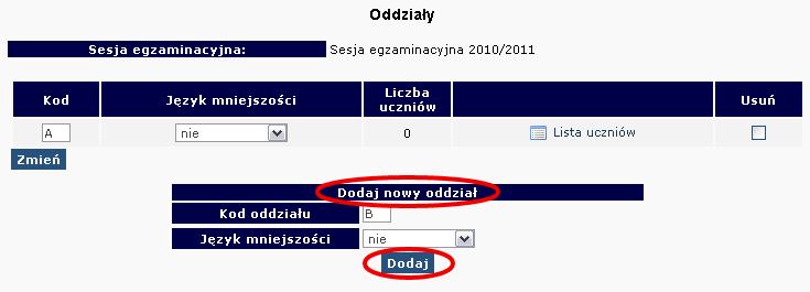 JeŜeli chcemy zmienić w danej sali przypisaną juŝ liczbę uczniów, naleŝy skorzystać z zakładki Korekta przydziału sal, która umoŝliwia edytowanie przypisania uczniów do sal bez konieczności