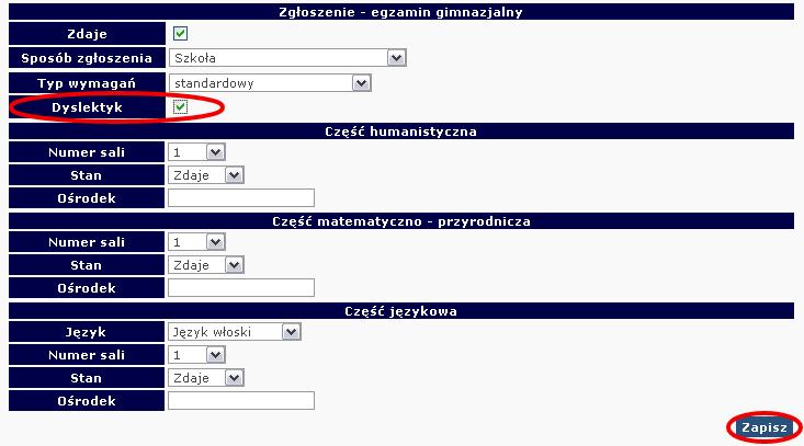 2.7. Dysleksja zgłaszanie informacji do OKE Zdający ze specyficznymi trudnościami w uczeniu się, których rodzice/prawni opiekunowie złoŝyli pisemny wniosek udokumentowany opinią poradni